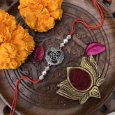 Vriksham Rakshabandhan Oxidized Sliver Om With Three Brad Rakhi-RB152