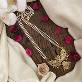 Vriksham Dual Peacock Pendant Pearl Mala-Red-G17123