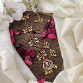 Vriksham Elegant Coral Stone Pendant Chain-Golden Bead-G15701