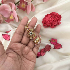 Vriksham Circular Kundan With Ruby Enamel & Pearl Drop Jhumkas-J3593