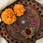 Vriksham Rakshabandhan Oxidized Sliver Bhai Name With Floral Evil Eye Design Rakhi-RB146