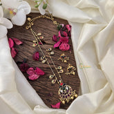 Vriksham Elegant Navrathna Pendant Chain-Golden Bead-G15702