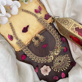 Vriksham Dual Peacock Maanga Long Neckpiece-Red-Gold Bead-G17874