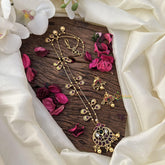 Vriksham Elegant Red Green Stone Pendant Chain-Golden Bead-G15704