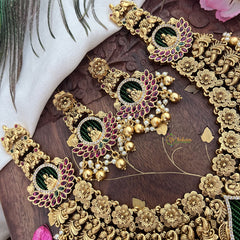 Vriksham Gold Look Alike Floral Lakshmi Short Neckpiece-Gold Bead-G18137