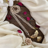 Vriksham AD Stone Dual Bird Pendant 4 Layer Rice Pearl Mala-White-G17100