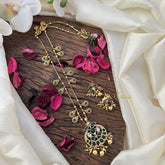 Vriksham Elegant Green Stone Pendant Chain-Golden Bead-G15705