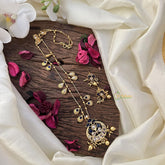 Vriksham Elegant Blue Stone Pendant Chain-Golden Bead-G15706