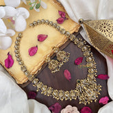 Vriksham Gold Look Alike AD Stone Lakshmi Pedant Long Neckpiece-Gold Bead-G17875