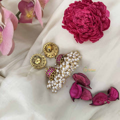 Vriksham Rangini Jhumkas Style Kundan Jadau Jhumkas-Layered Pearl Tassels-J3597