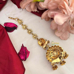 Vriksham Premium Bold Red With Floral Drop Kundan Jadau Maang Tikka-J4244