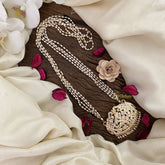 Vriksham AD Stone Lakshmi With Dual Elephant Pendant Rice Pearl Mala-White-G17128