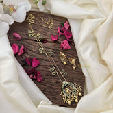 Vriksham Exclusive Peacock Pendant Chain-Golden Bead-Green-G15693