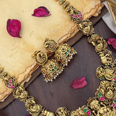 Vriksham Gold Look Alike With Dual Peacock Jadau Long Neckpiece-Gold Bead-G17877