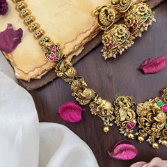 Vriksham Gold Look Alike With Dual Peacock Jadau Long Neckpiece-Gold Bead-G17877
