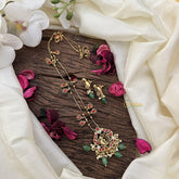 Vriksham Exclusive Peacock Coral Stone Pendant Chain-Green Bead-G15697