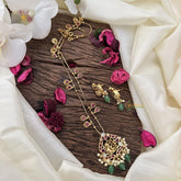 Vriksham Exclusive Peacock Pendant Chain-Green Bead-Red-G15699