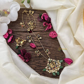 Vriksham Exclusive Peacock Navrathna Pendant Chain-Green Bead-G15698