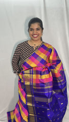 Vriksham Paalum Pazhamum Checks Thirubuvanam Silk Saree-Pure Silk-VS4362