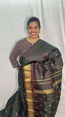 Vriksham Brownish Green Thirubuvanam Silk Saree -Pure Silk -VS4349