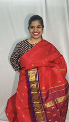 Vriksham Red Korvai Thirubuvanam Silk Saree -Pure Silk -VS4348