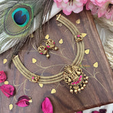 Vriksham Lakshmi Dual Peacock Pendant Addigai-Red-Gold Bead-G18071