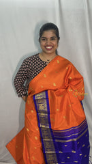 Vriksham Orange with Royal Blue Korvai Thirubuvanam Silk Saree-Pure Silk-VS4357
