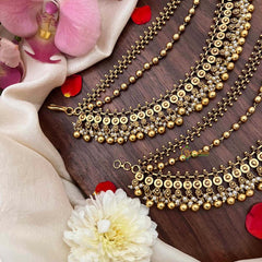 Vriksham Bahubali Style Gold-Finish 3 Layer With Pearls & Gold Bead Maatil-G21407