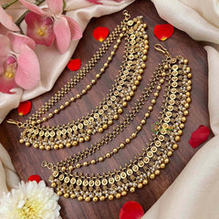 Vriksham Bahubali Style Gold-Finish 3 Layer With Pearls & Gold Bead Maatil-G21407