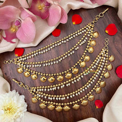 Vriksham Bahubali Style Gold-Finish 3 Layer With Pearls & Gold Bead Maatil-G21407
