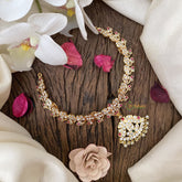 Vriksham Gold Look Alike AD Stone Elegant Short Neckpiece-Pearl-G17168