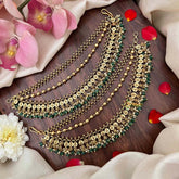 Vriksham Bahubali Style Gold-Finish 3 Layer With Pearls & Green Bead Maatil-G21406