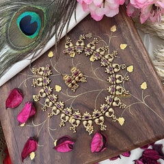 Vriksham Exquisite Designer Short Neckpiece-Red-G18133