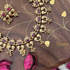 Vriksham Exquisite Designer Short Neckpiece-Red-G18133