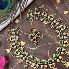 Vriksham Exquisite Designer Short Neckpiece-Green-G18134