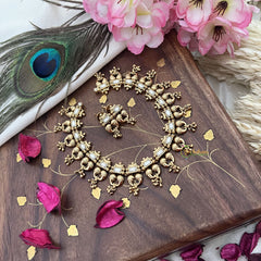 Vriksham Exquisite Designer Short Neckpiece-White-G18135