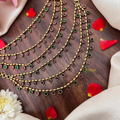 Vriksham Vintage Gold Finish With Petite Red Green Drops 3-Layer Maatil-G21413