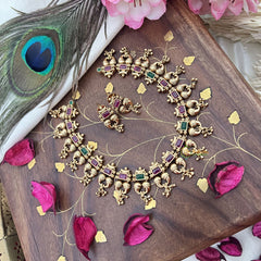 Vriksham Exquisite Designer Short Neckpiece-Red Green-G18136