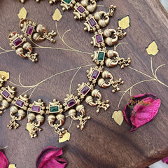 Vriksham Exquisite Designer Short Neckpiece-Red Green-G18136