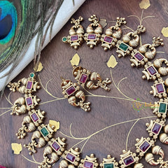 Vriksham Exquisite Designer Short Neckpiece-Red Green-G18136