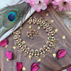 Vriksham Exquisite Designer Short Neckpiece-Red Green-G18136