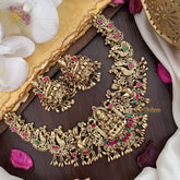 Vriksham Exquisite Lakshmi Jadau Short Neckpiece-Red Green-G17831