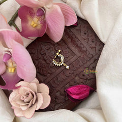 Vriksham Peacock Father Style Press Naths/Nose Pin-White-Pearl Drop-G20715