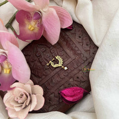 Vriksham Peacock Father Style Press Naths/Nose Pin-White-Pearl Drop-G20715