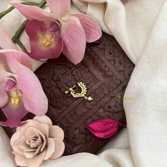 Vriksham Peacock Father Style Press Naths/Nose Pin-Red White-Pearl Drop-G20715