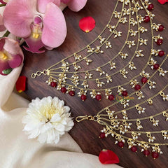 Vriksham Bridal 5-Layer Royale Stone & Pearls Droplet Red Bead Maatil-G21417