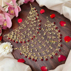 Vriksham Bridal 5-Layer Royale Stone & Pearls Droplet Red Bead Maatil-G21417