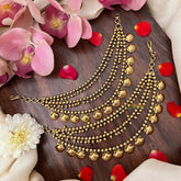 Vriksham Ethnic 3-Layer Gold Shell Ear Chains 3 Layer With Gold Bead Maatil-G21409