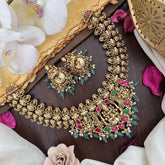 Vriksham Elegant Lakshmi Jadau Short Neckpiece-Pastel Green Bead-G17844