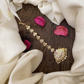 Vriksham Vintage AD Stone Maang Tikka-Red-Pearl-G17170